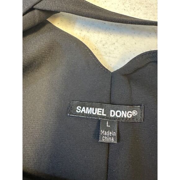 Samuel Dong M Black White Sheath Dress Sleeveless Back Zip LBD Cocktail D16 - Picture 3 of 6